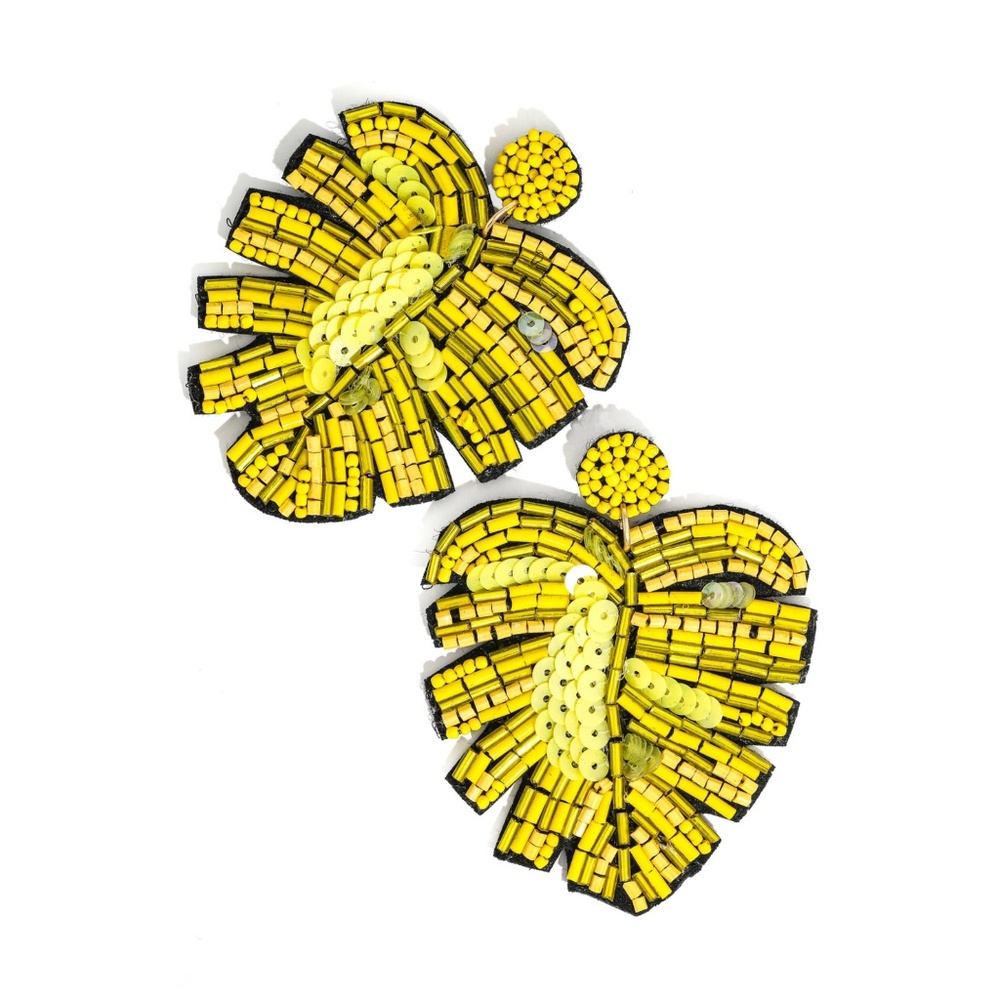 Beaded Leaf Earrings